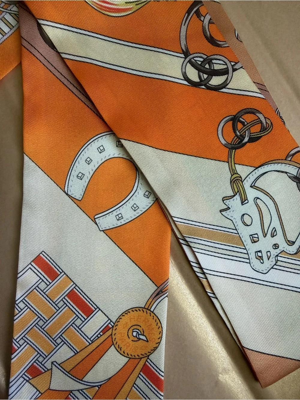 Hermes Grand Apparat Twilly Scarf Harness and Horse Tack Motif Series NWT no box
